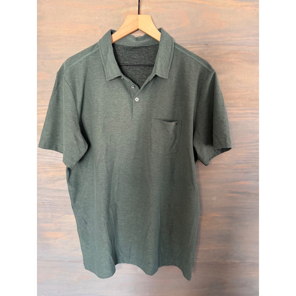Vuori Ace Polo Mens Large Oregano Heather Green Performance Short Sleeve V164
